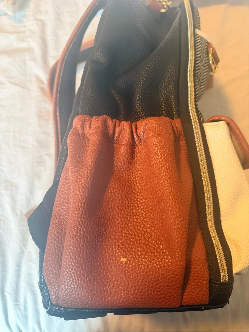 Itzy Ritzy Herringbone Backpack with Brown & White Accents